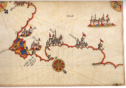 Historic map of Otranto by Piri Reis